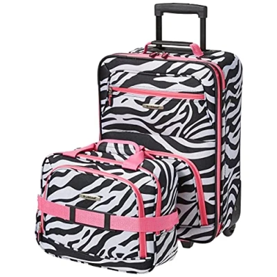 Afbeelding van Rockland Uniseks kofferset voor volwassenen, zebra, roze, Talla Unica, Modieuze bagageset