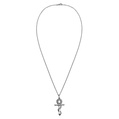 Afbeelding van Kuzzoi Snake Cross Ketting, Heren, Maat: 60, Schwarz