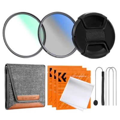 Afbeelding van K&amp;F Concept 43 mm UV + CPL lensdop 3 reinigingsdoeken, polarisatiefilterset met lensfiltertas (Nano K serie)