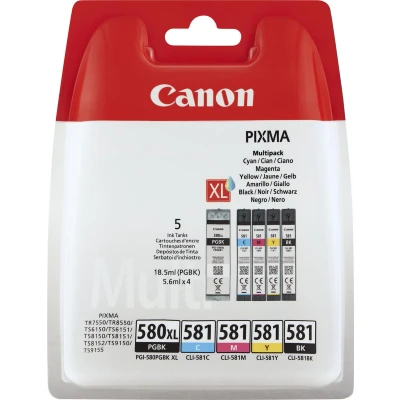 Afbeelding van Canon Multipack 2024c007 Pgi 580xl/cli 581 Zwart cyaan magenta geel (2024c007)