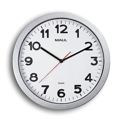Afbeelding van Maul MAULstep wandklok Ø 35 cm kwartsklok met automatische tijdinstelling ideaal voor woonkamer, slaapkamer, keuken, kantoor goede leesbaarheid grote