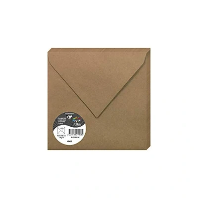 Afbeelding van Clairefontaine 29003C, verpakking met 20 enveloppen, vierkant formaat (16,5 x 16,5 cm), 120 g/m², kraftpapier, uitnodiging voor evenementen en correspondentie, Pollen serie, glad premium papier