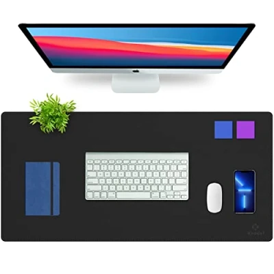 Afbeelding van Knodel bureauonderlegger, bureaumat, laptopmat, dubbelzijdig (43 x 90 cm, zwart)