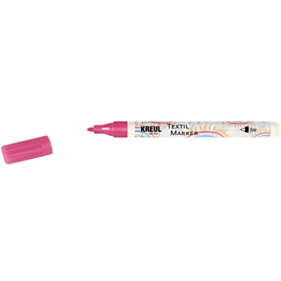 Afbeelding van Kreul 90663 textielmarker fijn, roze, met resistente vezelpunt, lijndikte ca. 1 2 mm, gekleurd vilt voor lichte stoffen en textiel, wasbaar na bevestiging