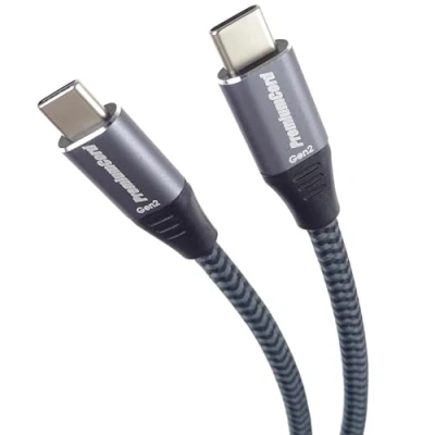 Afbeelding van PremiumCord USB C 3.2 Gen 2 x aansluitkabel, SuperSpeed datakabel tot 20 Gbit/s, oplaadkabel 5 A, generatie type stekker, kleur zwart/grijs, lengte m