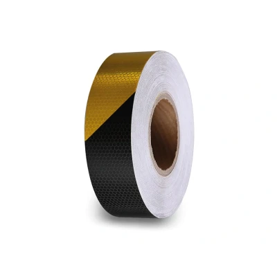 Afbeelding van Honingraat Reflecterende Tape 5Cm X 5M Zwart/Geel