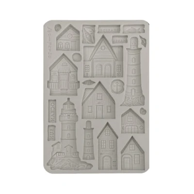 Afbeelding van Stamperia Silent Sea A5 Silicon Mould Houses and Lighthouse (KACMA577)