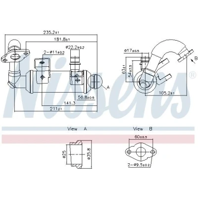 Afbeelding van NISSENS 989405 EGR koeler Zonder onderdruk Bypass