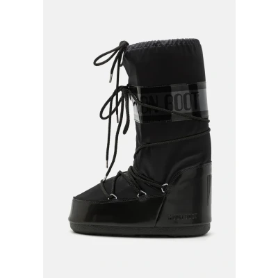Afbeelding van Moon Boot ICON Glance Unisex Veterlaarzen, Maat: 35 38, Black Imitatieleer/ textiel