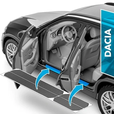 Afbeelding van uProtect Deurdrempelbescherming voor Dacia Duster 2 (II) HM I 2018 2024 lakbeschermingsfolie autodrempelplaten carbon