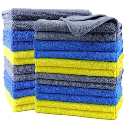 Afbeelding van Polyte 24 microvezel reinigingsdoekjes blauw/grijs/geel 41 x cm