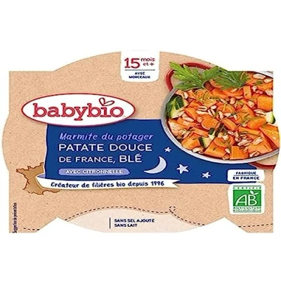 Image de Babybio Bonne Nuit Assiette Marmitte du Potager Patate Douce Blé 15+ Mois 260 g