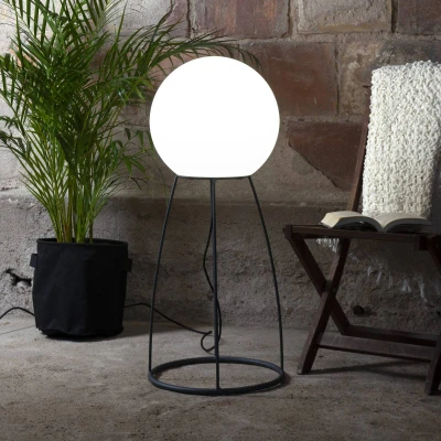 Afbeelding van Patio lamp Mallorca 95 cm zwart/wit kunststof/metaal