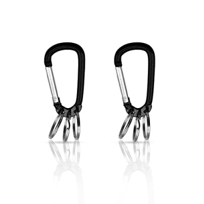 Afbeelding van Holesto® Sleutelhanger karabijnhaak 3 stuks Sleutelorganizer afneembare ringen voor sleutelorganisatie (zwart 2 stuks)
