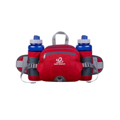 Afbeelding van Waterfly Heuptas voor wandelen, met bidonhouder, hardlooptas, geschikt kamperen, klimmen, reizen, fietsen en hondenuitlaten (rood)