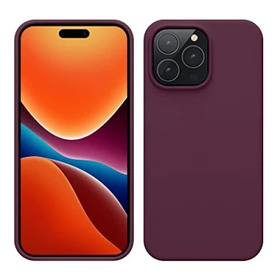 Afbeelding van kwmobile telefoonhoesje geschikt voor Apple iPhone 14 Pro Max Hoesje met siliconen coating Smartphone case in rabarber rood