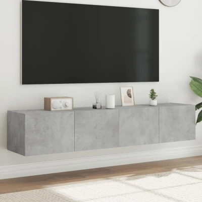Afbeelding van Tv wandmeubels met LED verlichting 2 st 80x35x31 cm betongrijs