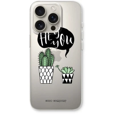 Afbeelding van Case Company® hoesje geschikt voor iPhone 16 Pro Hey you cactus Soft Cover Telefoonhoesje Bescherming aan alle Kanten en Schermrand