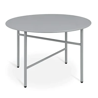 Afbeelding van bomoe Finn Ronde Bijzettafel Metaal Grijs Ø 53 cm Tafelblad Krasbestendig Stabiel, Lichtgewicht Salontafel Binnen &amp; Buiten