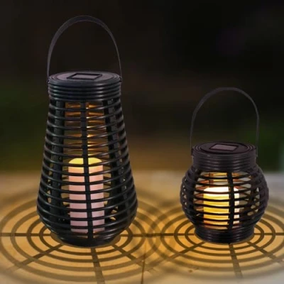 Afbeelding van LQWELL Zonnelampen voor buitentuinen, waterdichte zonnelampen, buitentuinlampen van rotan, warm wit, 2 stuks binnenplaats, slaapkamer, feestdecoratie, festival