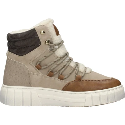 Afbeelding van Mustang Sneakers hoog, Dames, Maat: 43, Beige Hoogwaardig imitatieleer