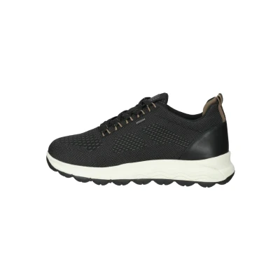 Afbeelding van Geox Sneakers laag, Dames, Maat: 36, Black dk beige Leer en textiel