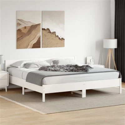 Image de vidaXL Cadre de lit sans matelas blanc 180x200 cm bois massif pin