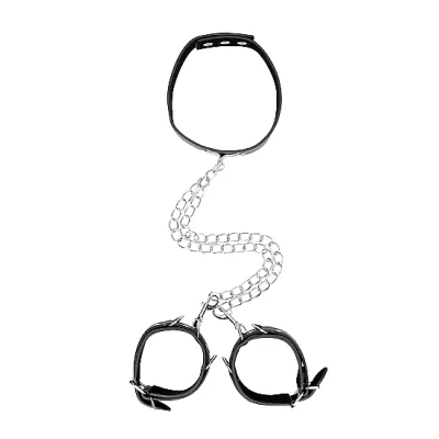 Afbeelding van Leren Collar &amp; Handboeien Zwart