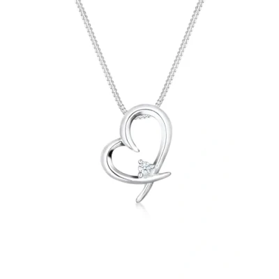Afbeelding van Elli PREMIUM dames Halsketting hart hanger bevestiging eenvoudig met diamant (0.03 ct.) in 925 sterling zilver