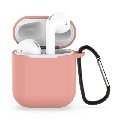 Afbeelding van AirPods siliconen hoesje voor 1/2 Zalmkleur + handige clip