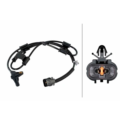Afbeelding van HELLA 6PU 358 252 361 ABS Sensor Vooras met bevestigingsklemmen aan de kabel Geluidsensor 2 polig 1060mm
