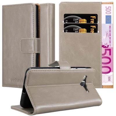 Afbeelding van Cadorabo Hoesje geschikt voor Samsung Galaxy J7 2015 in CAPPUCCINO BRUIN Beschermhoes met magnetische sluiting, standfunctie en kaartvakje Book Case Cover Etui