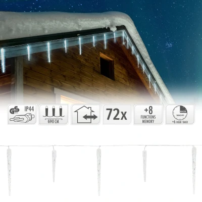 Afbeelding van S.I.A. Kerstverlichting IJspegels 6,9M 72 LEDs IP44 + Timer