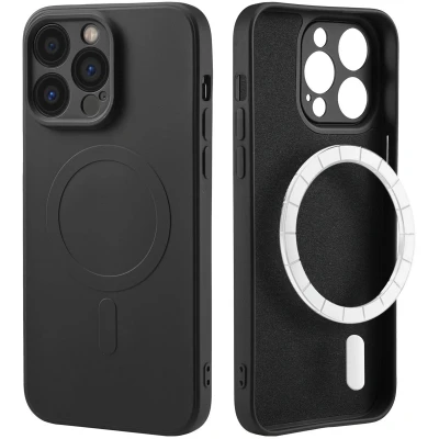Afbeelding van iMoshion Hoesje Geschikt voor iPhone 14 Pro Max Siliconen Color Backcover MagSafe Zwart