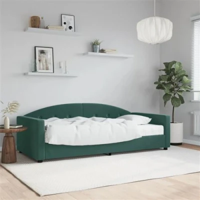 Afbeelding van vidaXL Slaapbank met matras 90x200 cm fluweel donkergroen