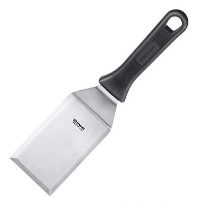 Afbeelding van Westmark Master Line 13322270 Professionele vetspatel, gebogen, stijf, scherpe randen, lemmetgrootte 7 x 11,5 cm, lengte 28 roestvrij staal/kunststof, zwart/zilver