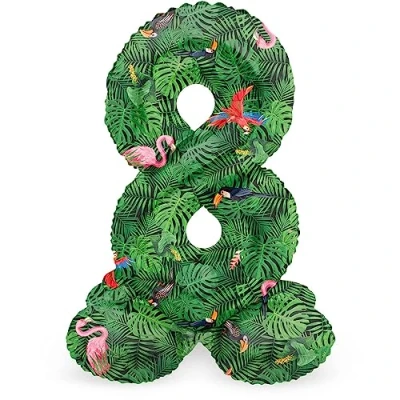 Afbeelding van Folat Staande folieballon Cijfer 8 Jungle Vibe 72 cm