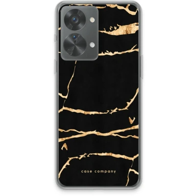 Afbeelding van Case Company® hoesje geschikt voor OnePlus Nord 2T Gouden marmer Soft Cover Telefoonhoesje Bescherming aan alle Kanten en Schermrand