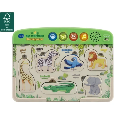 Afbeelding van VTech Mijn Interactieve Dierenpuzzel Educatief Speelgoed Puzzel Maak Kennis met Dieren, Kleuren, Cijfers en Tellen 1.5 tot 3 Jaar