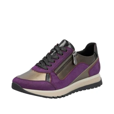 Afbeelding van Rieker Sneakers laag, Dames, Maat: 43, Fuchsia Imitatieleer/ textiel