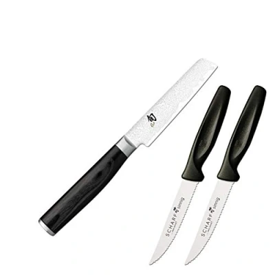 Afbeelding van KAI Shun Premier Tim Mälzer Minamo Japans kantoormes lemmetlengte 9 cm VG MAX kernstaal met 32 lagen Damascus 61 (±1) HRC Pakkahout handgemaakt vervaardigd
