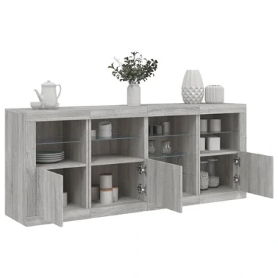 Afbeelding van vidaXL Dressoir met LED verlichting 164x37x67 cm grijs sonoma eiken