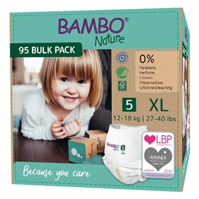 Afbeelding van BAMBO Nature Luierbroekjes Maat 5 (11 17 kg) 95 stuks Maandbox 0% onnodige toevoegingen Ideaal voor de gevoelige huid Nordic Swan Ecolabel