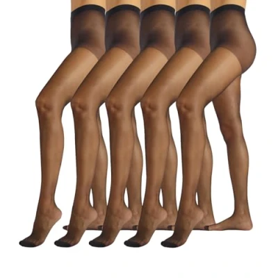 Afbeelding van TEXAS PACK 5 paar voile panty, transparante damespanty, kousen natuurlijk, zwart S, M, L, XL Made in Italy, zwart.
