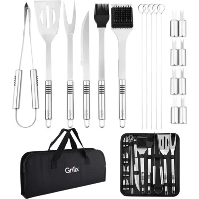 Afbeelding van GrillX Barbecue Gereedschap Set 19 delig Inclusief Luxe Draagtas Kamado BBQ Accesoires Gereedschapset
