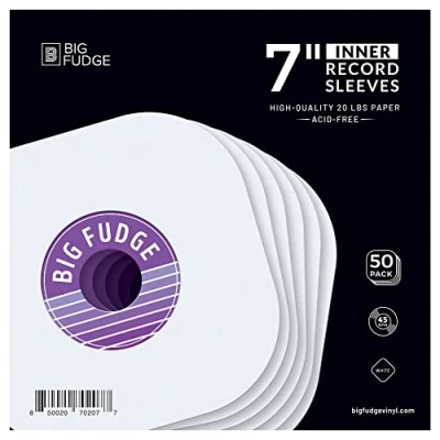 Afbeelding van Big Fudge Premium Vinyl Platenhoezen, Hoes gemaakt van Zuurvrij Papier, 18 cmRonde Hoeken, Antikras en Niet Statisch, 50 Witte Binnenhoezen voor Elpees cm Stuks