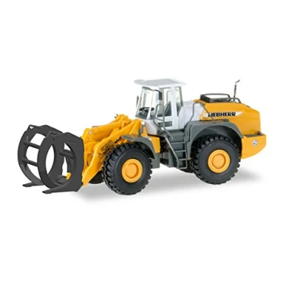 Afbeelding van Herpa Liebherr Radlader L 580 Loghandler vrachtwagen, schaal 1/87, Duits model, verzamelstuk, plastic figuur