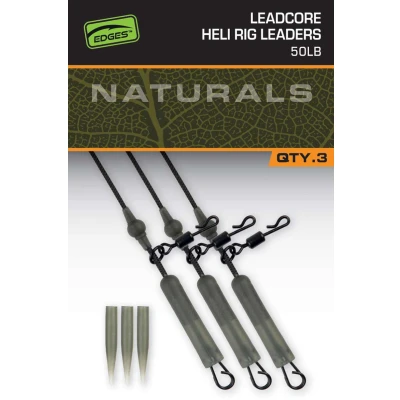 Image de Fox Naturals Leadcore Heli Rig Leaders 75cm (50lb) (3 pcs) Bas de ligne carpe
