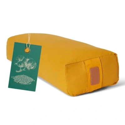Afbeelding van #DoYourYoga Hoekig Yoga bolster »Paravati« Meditatiekussen met bio organische boekweit schalen vulling L67 cm &amp; diam.13 curry geel