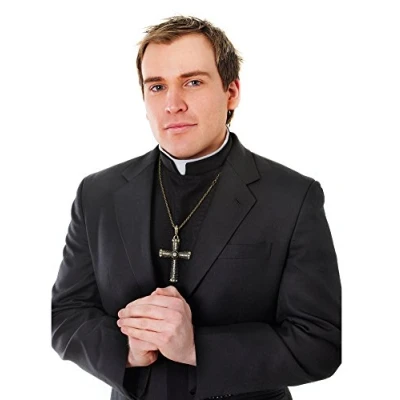 Afbeelding van Bristol Novelty DS105 Priesterkostuum met hemd aan de voorkant, 1 set, zwart, één maat, kraagaccessoire voor volwassenen
